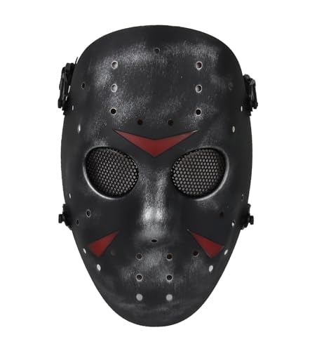 CS-Spiel Metal Mesh Mask Safeguard Vollgesichtsschutzmaske für Halloween Masquerade Cosplay Costume Party (Silber Schwarz) von JOYASUS