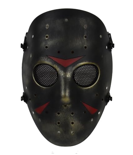 CS-Spiele Jason Stil Metal Mesh Mask Safeguard Vollgesichtsschutzmaske für Halloween Masquerade Cosplay Costume Party (Bronze) von JOYASUS