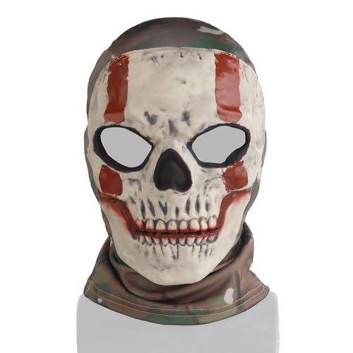 Taktische Paintball-Maske, Vollgesichts-Kopfbedeckung, Totenkopf-Kopfbedeckung, Maske für Halloween, Cosplay, Jagd, CS, Wargame, Maskerade, Kostümparty (Rot-CP) von JOYASUS