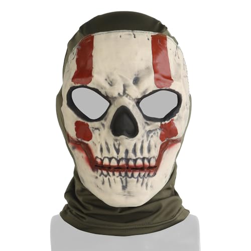 Taktische Paintball-Maske, Vollgesichts-Kopfbedeckung, Totenkopf-Kopfbedeckung, Maske für Halloween, Cosplay, Jagd, CS, Wargame, Maskerade, Kostümparty (Rot-OD) von JOYASUS