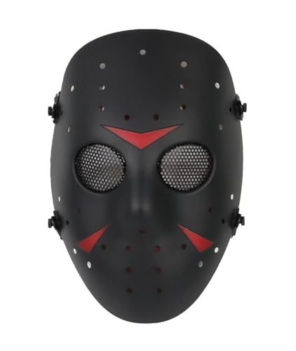 CS-Spiele Jason Stil Metal Mesh Mask Safeguard Vollgesichtsschutzmaske für Halloween Masquerade Cosplay Costume Party (Schwarz) von JOYASUS