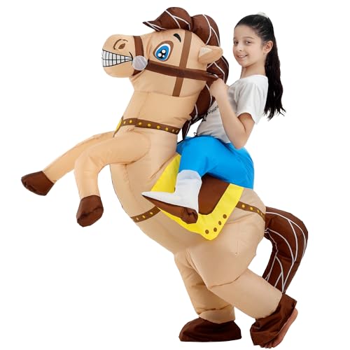 JOYBRO Aufblasbares Cowboy-Reitpferd-Kostüm für Kinder, Lustiges Cowboy-Kostüm für Jungen und Mädchen, Perfekt für Halloween, Karneval, Mottopartys, Geburtstagsfeiern, Einheitsgröße 120-150 cm JOYBRO Aufblasbares Cowboy-Reitpferd-Kostüm für Kinder, Lustiges Cowboy-Kostüm für Jungen und Mädchen, Perfekt für Halloween, Karneval, Mottopartys, Geburtstagsfeiern, Einheitsgröße 120-150 cm von JOYBRO
