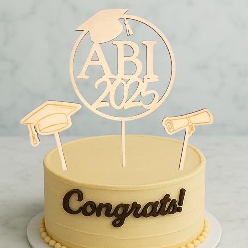 Tortendeko zum Abitur - 3 Stück ABI 2025 Cake Topper aus Holz -Abitur 2025 Geschenke - Abschluss Kuchendeko für ABI Deko Tortendeko zum Abitur - 3 Stück ABI 2025 Cake Topper aus Holz -Abitur 2025 Geschenke - Abschluss Kuchendeko für ABI Deko von JOYEASE