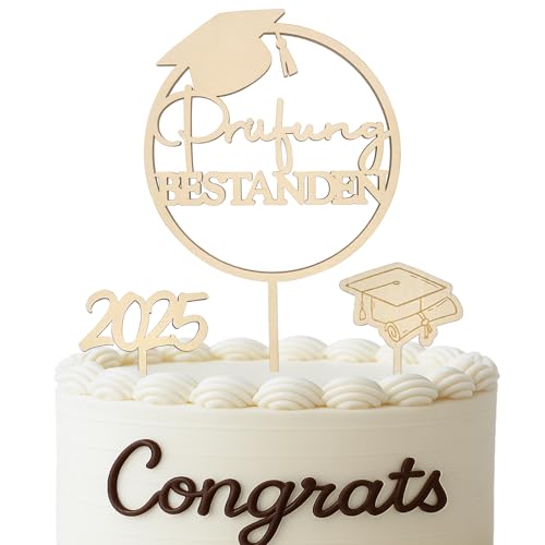3 Stk Cake Topper Prüfung Bestanden Tortendeko aus Holz, Bestandene Prüfung Geschenk für Ausbildung Erzieherin Führerschein Schulabschluss ABI Abitur 2025 Graduation Deko 3 Stk Cake Topper Prüfung Bestanden Tortendeko aus Holz, Bestandene Prüfung Geschenk für Ausbildung Erzieherin Führerschein Schulabschluss ABI Abitur 2025 Graduation Deko von JOYEASE