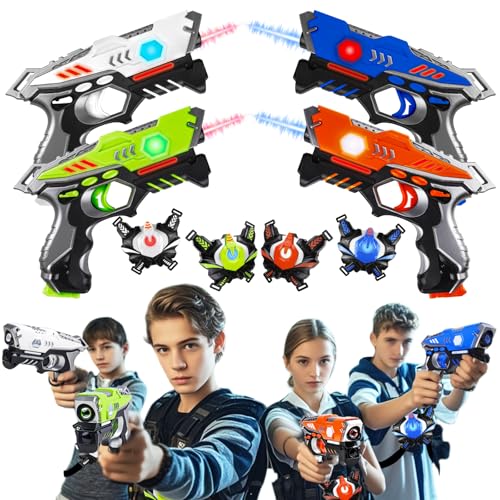 JOYENDER Laser Tag Lasertag Set Kinder Pistolen und Westen 4 Players Laser Spiele für Kinder Pistole Laser Tag Set für Teenager Familie Pistole Spielzeug Geschenk Idee Junge 5 6 7 8 9 10 11 12 Jahre von JOYENDER