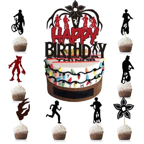 Happy Birthday Kuchendeko Schwarz, Geburtstag Tortendeko Junge Mädchen, Geburtstag Kuchendekoration Cake Topper Geeignet Für Cupcake Dekoration Und Theme Party Supplies von JOYEONDEF