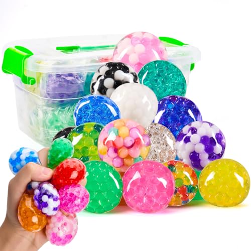 JOYIN Mini Stressbälle Spielzeug, 24 Pack Fidget Stress Ball für Erwachsene, Squishy Stress Relief Bälle, Antistress bälle, Squeeze Bälle, Übung Hand Flexibilität, Valentinstag Party Favors von JOYIN