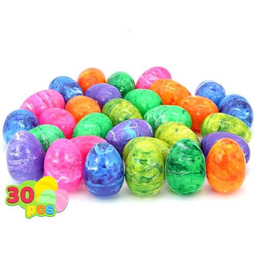 JOYIN 30 PCs Gemalt Jumbo Große Schillernde Ostereier für Kinder Korb Stuffers Füller, Ostern Jagd Spiel, Spielzeug Füllen Leckereien und Ostern Thema Party Favor von JOYIN