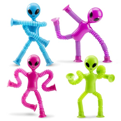 JOYIN 4 Stück Alien Pop Tubes für Kinder, Sensorik Spielzeug für Kinder, Teleskop Tube Spielzeug für Mädchen und Jungen,Geburtstagsgeschenk, Partygeschenke um Stress und Ängste Abzubauen von JOYIN