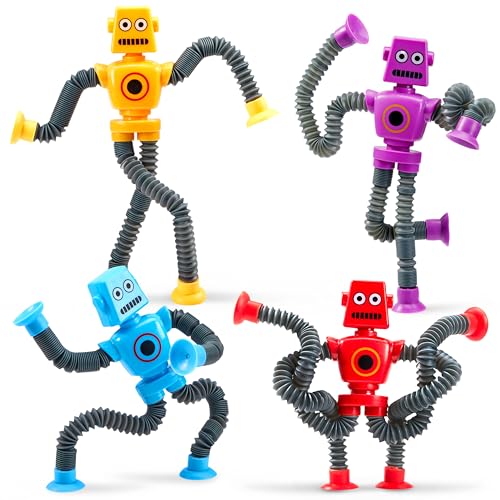 JOYIN 4 Stück Robot Pop Tubes für Kinder, Sensorik Spielzeug für Kinder, Teleskop Tube Spielzeug für Mädchen und Jungen,Geburtstagsgeschenk, Partygeschenke um Stress und Ängste Abzubauen von JOYIN