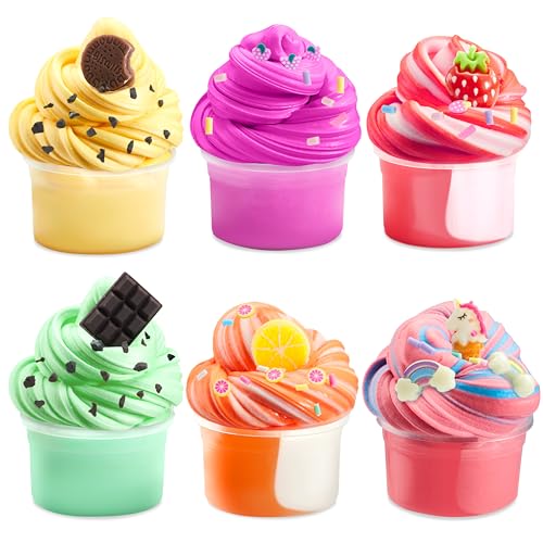 JOYIN 6 Pack Butter Schleim Set, Partygeschenke, Cloud Schleim, Nicht klebrig, sauber, Stressabbau, Fluffy Schleim für Mädchen und Jungen,Mitgebsel Kindergeburtstag von JOYIN