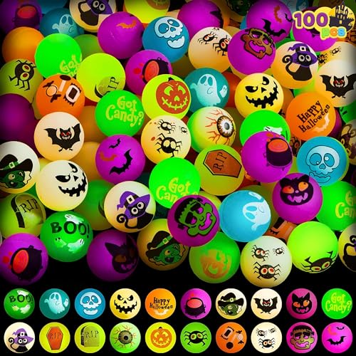 JOYIN 100 Stück Halloween Flummi Im Dunkeln leuchtende Springende Bälle 32mm Gummiball Springball Hüpfball für Halloween Party Mitgebel Spielzeug Geschenk Süßes oder Saures JOYIN 100 Stück Halloween Flummi Im Dunkeln leuchtende Springende Bälle 32mm Gummiball Springball Hüpfball für Halloween Party Mitgebel Spielzeug Geschenk Süßes oder Saures von JOYIN