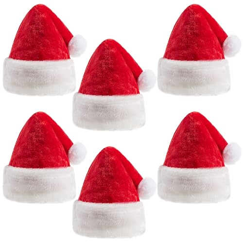 JOYIN 12,5 * 20 Zoll 12er-Pack Premium-Weihnachtsmützen, Plüsch-Weihnachtsmützen aus rotem Samt mit weißen Manschetten für Weihnachtsgeschenke und Partyzubehör von JOYIN