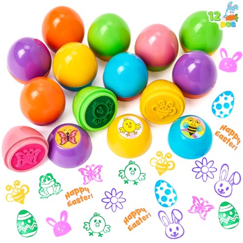 JOYIN 12 Packungen Kinder Ostern Party Gunst Prefilled mit 1,75" Stampers für Kinder Korb Stuffers Osterei Assorted Self-ink Stempel für Klassenzimmer Austausch und Preis liefert von JOYIN