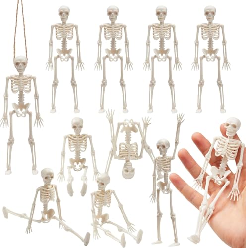 JOYIN 12 Stück Halloween 15,24cm kleine bewegliche Skelette Spielzeugdekorationen Mini-Skelettfiguren zum Basteln Spukhauszubehör Süßes oder Saures Partygeschenke Friedhofsdekorationen von JOYIN