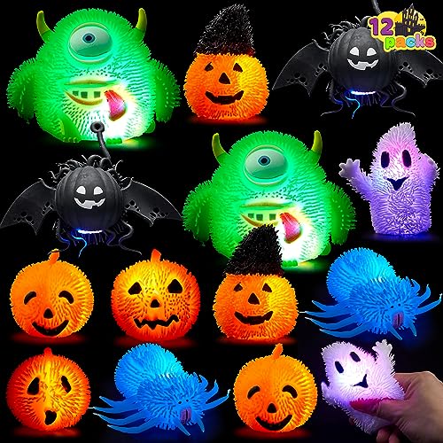 JOYIN 12 Stück Halloween Squishy Spielzeug mit LED-Effekt für Kinder, leuchten im Dunkeln, Stressabbau, Monster, Geist und Kürbis Spielzeug Set, Geschenke, Spielzeug für Jungen und Mädchen von JOYIN