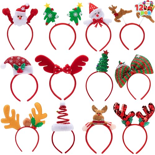 JOYIN 12 Stück Weihnachts Haarreif mit verschiedenen Designs, Haarschmuck für Weihnachtsfeiern Party Cosplay (Einheitsgröße) von JOYIN