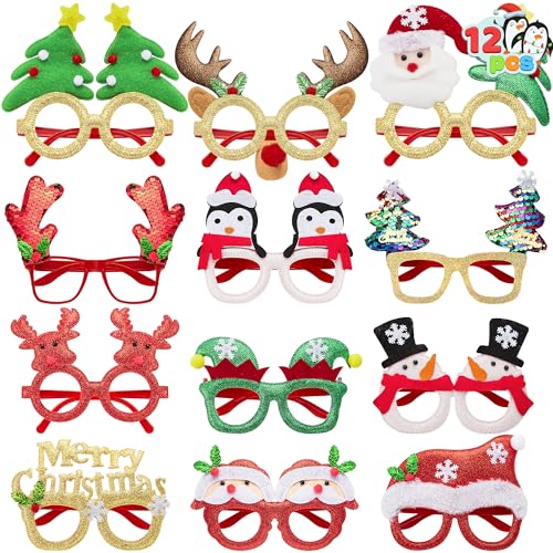 JOYIN 12 Stück Weihnachtsbrillen Rahmen Kostüm Brillen für Weihnachten Party Supplies und Party Favors von JOYIN