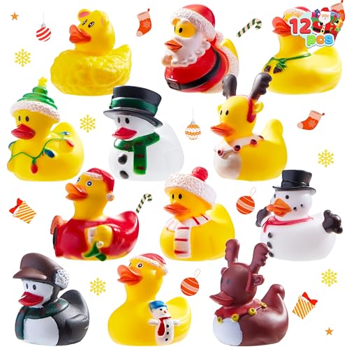 JOYIN 12 Stück weihnachtliche Gummi-Enten-Badespielzeuge für Weihnachten, Goodie-Bag-Füller und Babypartys, Mädchen und Kleinkinder von JOYIN