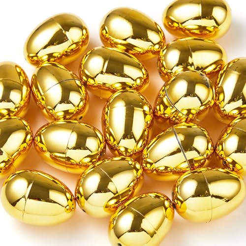 JOYIN 12 goldene Ostereier, 5,8 cm große metallische leere Eier aus Kunststoff, befüllbar für Osterjagdzubehör, Korbfüller, Spielzeug zum Füllen von Leckereien, Partygeschenke JOYIN 12 goldene Ostereier, 5,8 cm große metallische leere Eier aus Kunststoff, befüllbar für Osterjagdzubehör, Korbfüller, Spielzeug zum Füllen von Leckereien, Partygeschenke von JOYIN