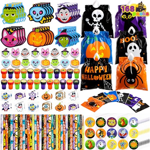 JOYIN 168 Stück Halloween Schreibwaren Sets für Kinder mit Notizblöcke, Bleistifte, Radiergummis, Süßigkeitentüten, Stempel, Aufkleber und temporäre Tattoos, Party Favor Spielzeug Geschenk JOYIN 168 Stück Halloween Schreibwaren Sets für Kinder mit Notizblöcke, Bleistifte, Radiergummis, Süßigkeitentüten, Stempel, Aufkleber und temporäre Tattoos, Party Favor Spielzeug Geschenk von JOYIN