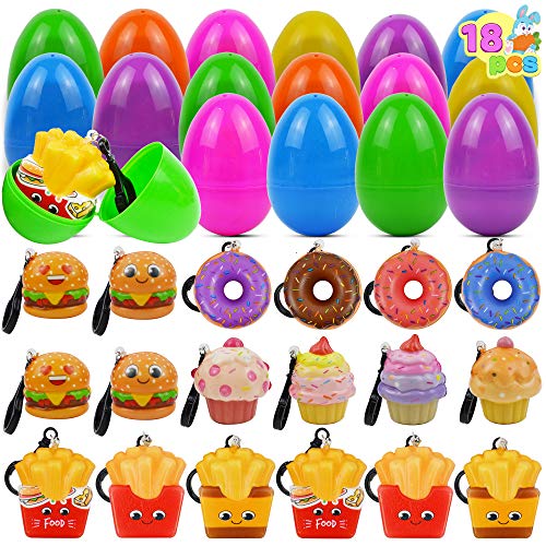 JOYIN 18 vorgefüllte Ostereier mit Fast Food Langsam steigender Stressabbau Squishy Toys Schlüsselanhänger für Ostern Kinder Party Favors Supplies, Ostereiersuche, Osterkörbchenfüller von JOYIN