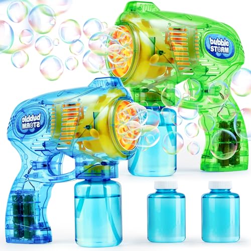 JOYIN 2 Bubble Guns Blaster Kit mit 2 Bubble Solution for Kids, Automatic Bubble Maker Blower Machine, Bubble Blower for Bubble Party Favors, Birthday, Outdoor & Indoor Activity, Summer Toy von JOYIN