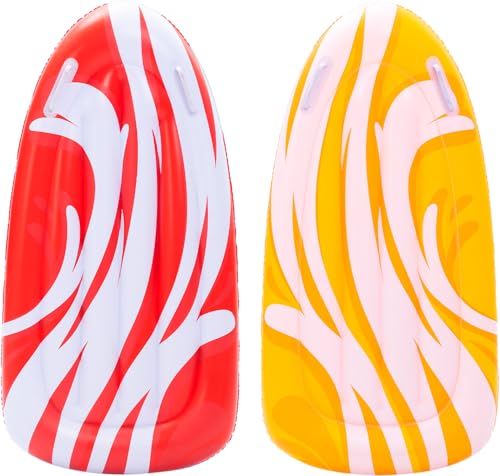 JOYIN 2 Pack aufblasbare Bodyboards für Wasserrutschen, Schwimmen aufblasbare Pool Schwimmer für Kinder, Wasser-Boards Schwimmen Lernen, Sommer Wasser Spaß Spielzeug für Kinder (Rot und Gelb) von JOYIN