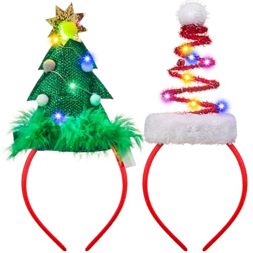 JOYIN 2 Stück Weihnachts Haarreif mit LED Leuchten, Unisex-Kinder , Weihnachten Haarband Haarschmuck für Weihnachtsfeiern Cosplay (Einheitsgröße) von JOYIN