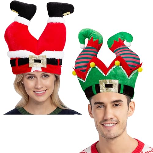 JOYIN 2 Weihnachten Weihnachtsmann und Elfenhosen Hüte für lustige und festliche Weihnachtsfeier Hut Dress Up, Winter Party Favor, Weihnachtsdekorationen, Kostümzubehör von JOYIN