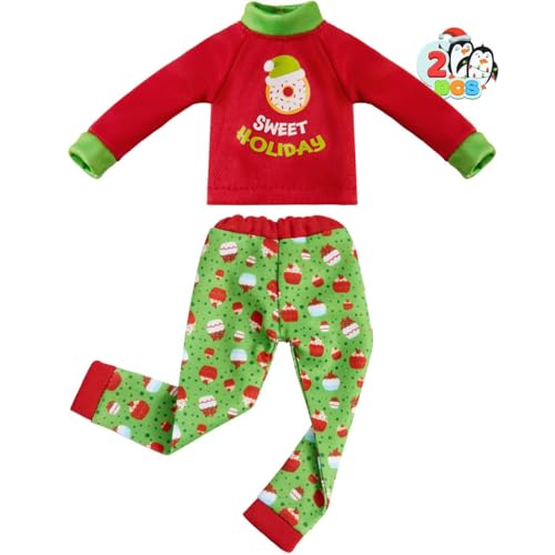 JOYIN 2 x hässliche Weihnachtsmann-Pullover für Puppe, Cupcakes und Donuts, freche Pyjamas, Weihnachtspuppenkleidung, Zubehör für Weihnachtszimmer, Party-Dekorationen, Geschenke von JOYIN