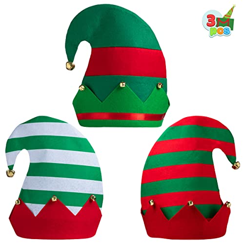 JOYIN 3 Packs Unisex Classic Elf Hüte für Weihnachten Hüte für Jingle Bells Kinder, Hüte für Weihnachten Holiday Party von JOYIN