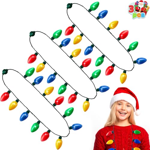 JOYIN 3 Stück Weihnachten LED Lichterkette Halskette mit 12 leuchtenden Birnen für Kinder Erwachsene, Weihnachtsfeiern Party Dekoration von JOYIN