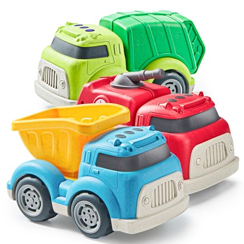 JOYIN 3er LKW-Autospielzeug für Kinder, inklusive Müllwagen, Kipplaster Sandkasten und Feuerwehrauto,Indoor Outdoor Sandspielzeug, Geschenk für Jungen und Mädchen ab 2 3 4 5 6 7 Jahren von JOYIN