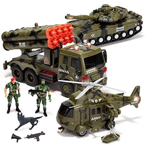 JOYIN 3 in 1 Reibungsbetriebenes Sirenen-Militärfahrzeugspielzeug mit Actionfiguren, einschließlich Militärlastwagen, Hubschrauber- und Panzerspielzeug, Militärfahrzeugen mit Licht- und Tonsirene JOYIN 3 in 1 Reibungsbetriebenes Sirenen-Militärfahrzeugspielzeug mit Actionfiguren, einschließlich Militärlastwagen, Hubschrauber- und Panzerspielzeug, Militärfahrzeugen mit Licht- und Tonsirene von JOYIN