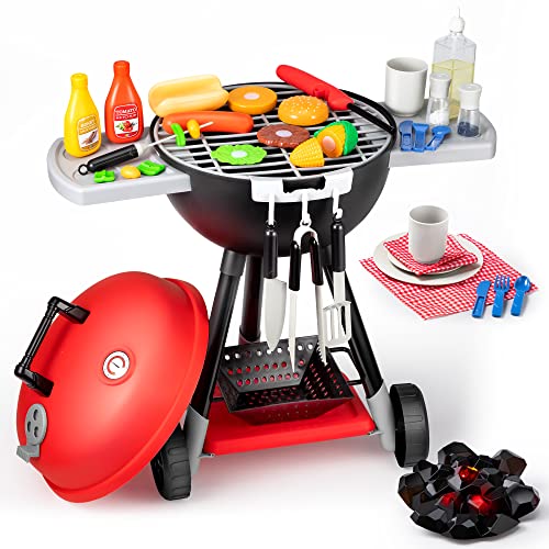 JOYIN 34 PCS Kinder Grill Spielzeug Küche Zubehör Kinder Geschenk Mit Licht, BBQ Grill Spielzeug Spielküche Zubehör, Soundeffekte Kinder Küchenset Kindergriller Für Kinder DIY Geschenke von JOYIN