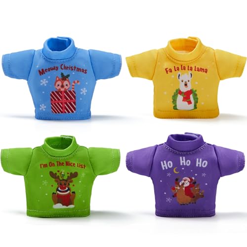 JOYIN 4 Packs Santa Clothes for Elf Doll Stylish Tees Tshirt Elf Doll Clothing Set, Christmas Decorations, and Holiday Specials von JOYIN