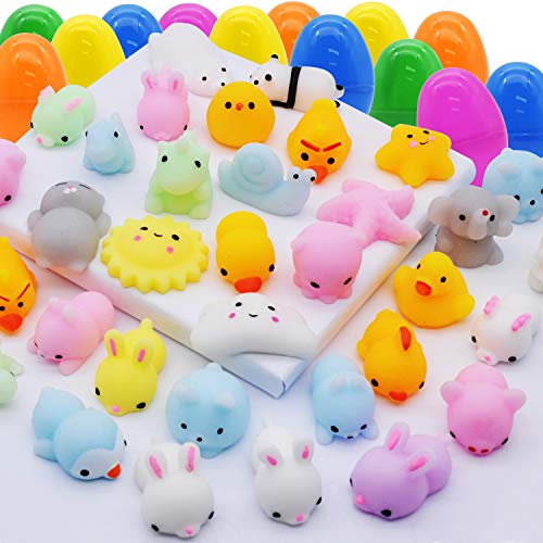 JOYIN 48 vorgefüllte Ostereier gefüllt mit 48 Mochi-Squishy-Spielzeugen für Kinder, Ostereier zum befüllen für Ostern Partyzubehör, für Osterthema Party Gunst, Ostereier jagen, für Osterkörbe von JOYIN