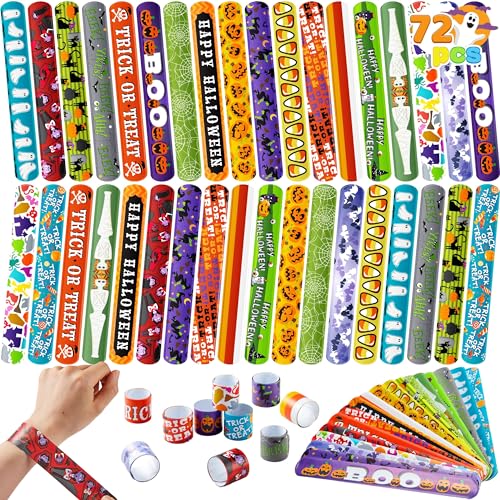 JOYIN 72 Schnapparmband Kinder Klatscharmband Halloween Slap Armband Mitgebsel Kindergeburtstag Junge Mädchen Mitbringsel Schnapparmbänder Set Give Aways Klapparmband Slap Bands Bracelets von JOYIN