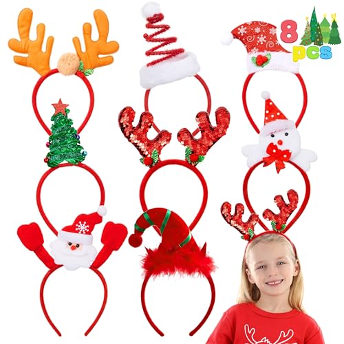 JOYIN 8 Stückt Set Weihnachts Haarreif mit verschiedenen Designs, Haarschmuck für Weihnachtsfeiern Cosplay (Eine Größe passt Alle) von JOYIN