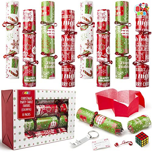 JOYIN 8er-Pack Weihnachtsgeschenk-Tischgeschenke mit nicht aufklappbaren Schriftstücken, Tischgeschenke für die Party mit Partyzubehör für Kinder und Erwachsene, Weihnachtsfeiern von JOYIN