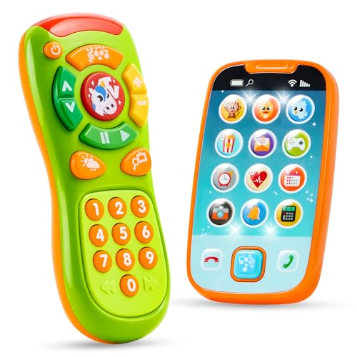 Joyin Baby Telefon Baby Spielzeug Handy Ab 1 Jahr, Musikalische Spielzeuge Für Babies, 2 Pc Kinder Smartphone Fernbedienung, Digitales Lernen Baby Spielzeug Ab 6 Monaten, Handy Baby Ab 1 Jahr Geschenk von JOYIN