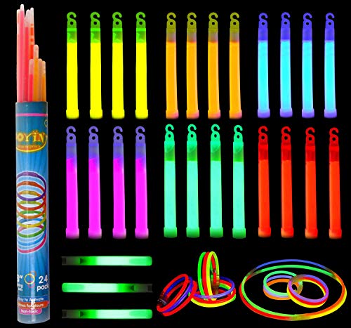 JOYIN 52 stück Glowsticks Bulk inklusive 28pcs 15cm Lange 1.5cm extra dick Industrielle Qualität Glowsticks Emergency (3 Whistle Shape) und 24pcs 20cm Lange Glow Stick armbänder von JOYIN