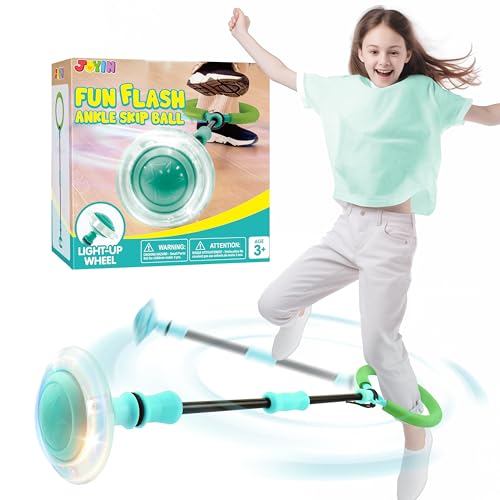 JOYIN Swing Wheel mit Lichtrad,Blinkender Springring Fußkreisel Kinder,Faltbarer Ankle Skip Ball,Sport Sprungball,Flash Jumping Ball Drinnen&draußen,Geschenke mädchen 6 7 8 9 10 Jahre Grün von JOYIN