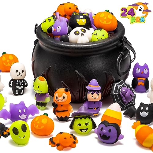 JOYIN Halloween-Kessel mit 24 Stück Mochi-Quetschspielzeug für Partygeschenke, Halloween-Squishies, Halloween-Neuheitsspielzeug, Stressabbau-Quetschspielzeug von JOYIN