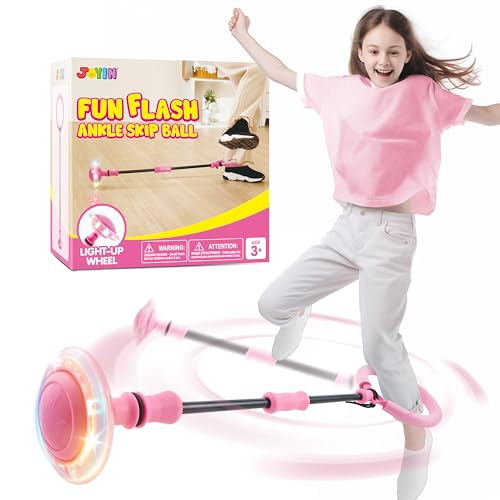 JOYIN Blinkender Springring Fußkreisel Kinder,Faltbarer Ankle Skip Ball, Sport Sprungball,Swing Wheel mit Lichtrad,Flash Jumping Ball Drinnen &draußen,Geschenke mädchen5 6 7 8 9 10 11 Jahre von JOYIN