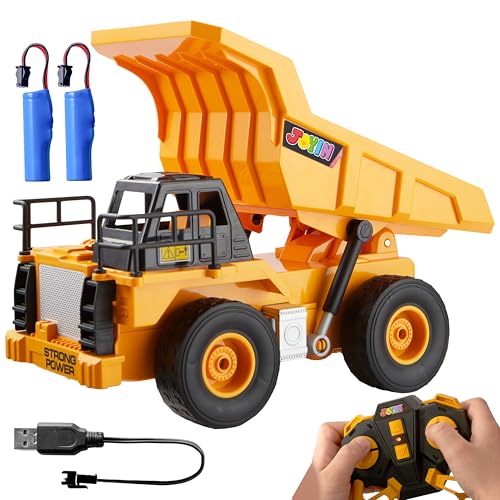 JOYIN Ferngesteuerter LKW Muldenkipper, 2,4 GHz RC Kipplaster Traktor Bagger Spielzeug mit Licht und Sound, Baufahrzeuge Spielzeugauto ab 3 4 5 6 7 8 Jahren Jungen, Weihnachts und Geburtsta Gsgeschenk von JOYIN