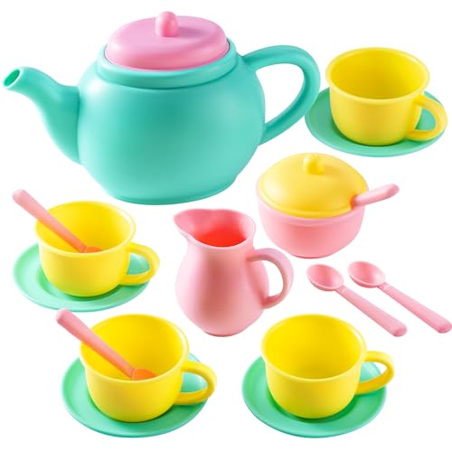 JOYIN Teeservice Kinder Set,Spielküche Zubehör,Tee Set Teeparty Kinderküche Kindergeschirr Rollenspiele Geschenk für Kinder ab 3 4 5 6 Jahren,Pretend Play,Teeparty von JOYIN