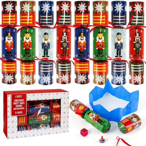 JOYIN 8 Pcs Xmas Geschenk, nicht schnappend, rotes und grünes Schneeflocken-Design, Party-Tischgeschenke mit Party-Zubehör für Kinder und Erwachsene, Weihnachtsfeiern von JOYIN