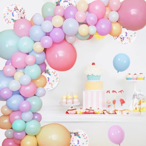 JOYMEMO Candy Ballon Girlande und Arch Kit - Candyland Party Dekorationen mit Pastell Macaron Lollipop Ballons für Weihnachten Urlaub Candy Theme Baby Shower Birthday Party Supplies von JOYMEMO